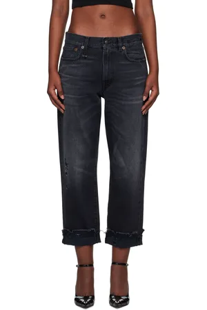 R13 Black Straight-Leg Boyfriend Jeans