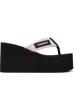 COPERNI Black & Pink Branded Wedge Sandals