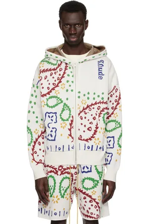Rhude Off-White Bandana Knit Full-Zip Hoodie