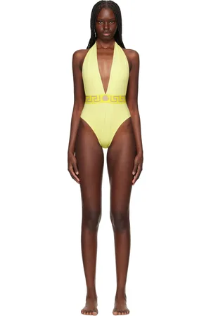 VERSACE Yellow Lycra Vita Recycled New Logo Swimsuit