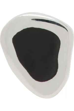 Ellie Mercer Silver & Black Medium Resin Stud Single Earring