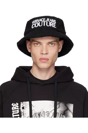 VERSACE Black Wool Logo Bucket Hat