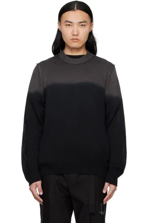 SACAI Black & Gray Garment Dye Knit Sweater