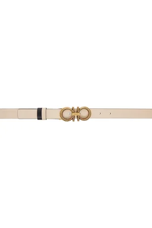 Salvatore Ferragamo White & Black New Gancini Twist Belt