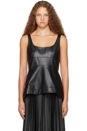 Proenza Schouler Black White Label Faux-Leather Tank Top