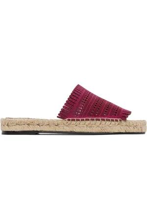 Alaïa Pink Suede Openwork Flat Sandals