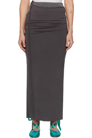 OPEN YY Gray Contrast Trim Maxi Skirt