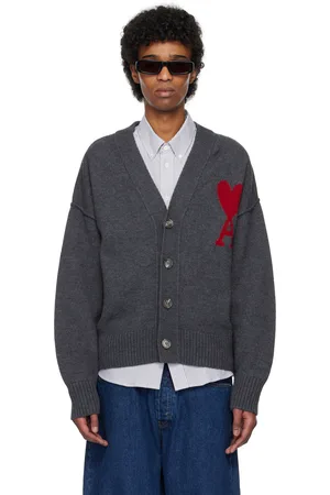 Ami Gray Wool Ami de Coeur Cardigan