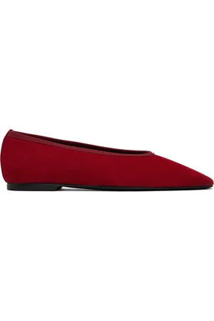 Totême Red Minimalist Suede Ballerina Flats