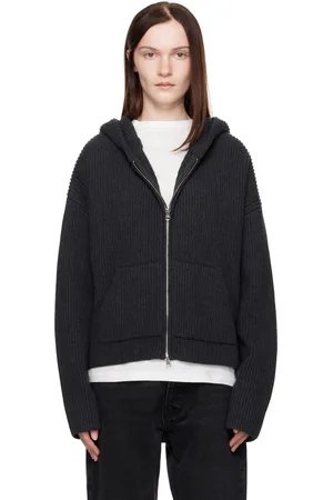 AYA MUSE Gray Knit Zip Up Hoodie