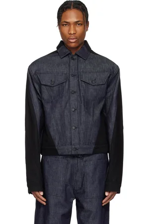MUGLER Navy & Black Bi-Tone Denim Jacket