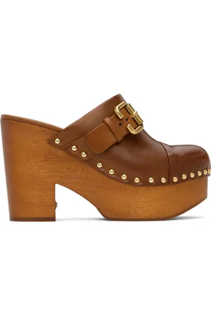 Chloé Brown Jeannette Wedge Clogs