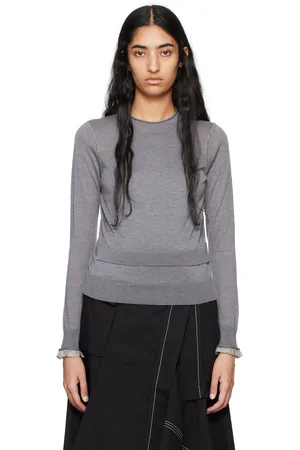 3.1 Phillip Lim Gray Layered Wool & Silk Sweater