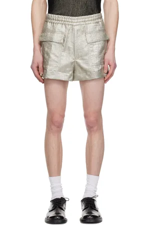 DRIES VAN NOTEN Silver Lamé Shorts