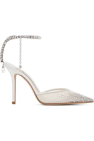 Jimmy Choo White & Silver Saeda 100 Heels