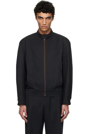 AMOMENTO Wool Stripe Zip-Up Jacket