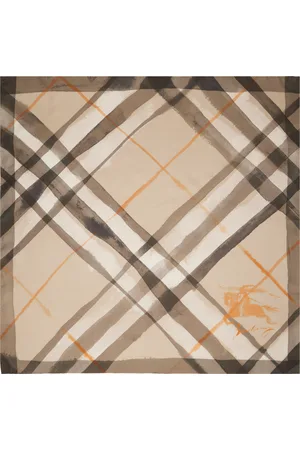 Burberry Brown Watercolor Check Silk Scarf