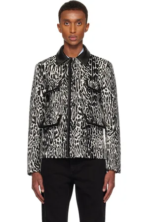 Ernest W. Baker Cheetah Leather Trim Cropped Jacket