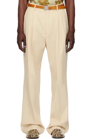 DRIES VAN NOTEN Beige Wool Straight Trousers