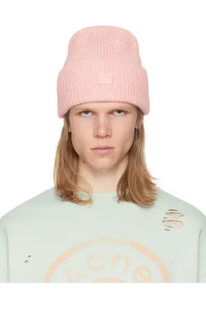 Acne Studios Pink Small Face Logo Beanie