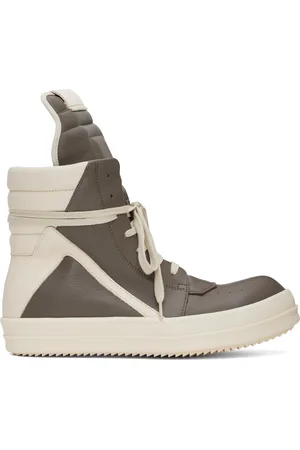 Rick Owens Gray & Off-White Hollywood Geobasket Sneakers