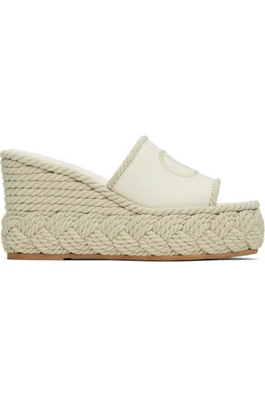 VALENTINO GARAVANI Off-White VLogo Torchon Wedge Slide Sandals