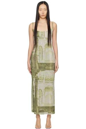Miaou Green & Off-White Thais Maxi Dress