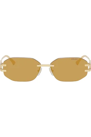VERSACE Gold Rimless Angular Sunglasses