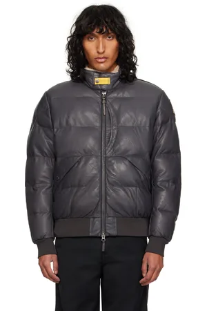 Parajumpers Gray Alf Leather Bomber Jacket