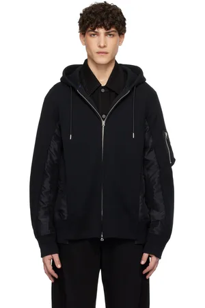 SACAI Black Sponge Sweat x Nylon Twill Hoodie