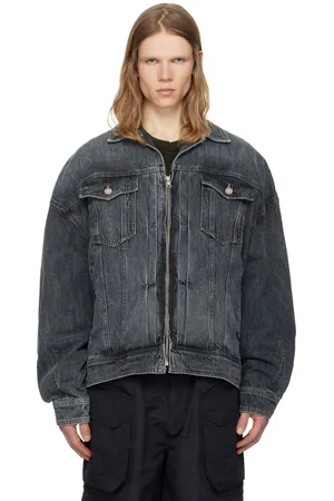 JUUN.J Gray Zipper Trucker Denim Jacket
