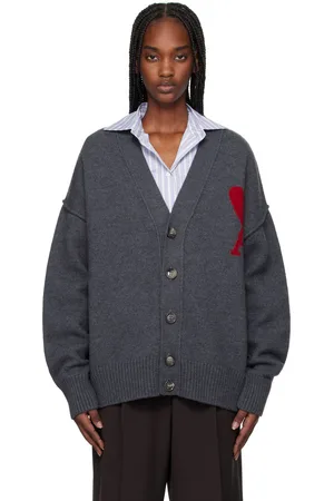Ami Gray Wool Ami de Coeur Cardigan