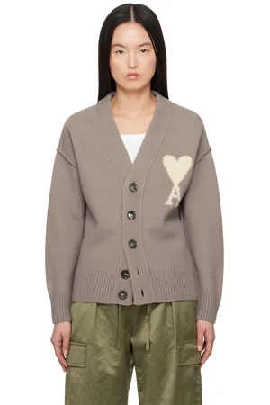 Ami Taupe Wool Ami de Coeur Cardigan