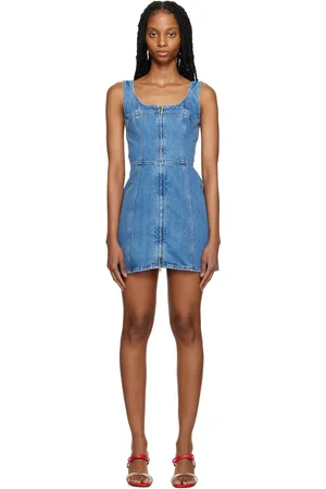 Frame Blue Zip Denim Minidress