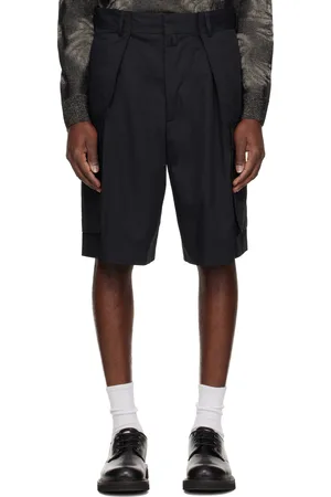 DRIES VAN NOTEN Black Pleated Cargo Shorts
