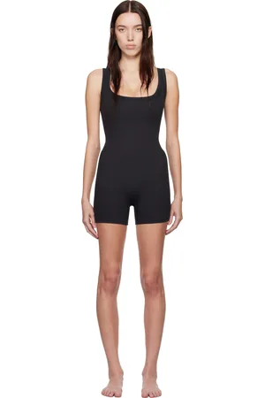 SKIMS Black Cotton Rib Onesie Romper