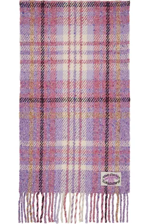 Acne Studios Purple Plaid Fringe Scarf