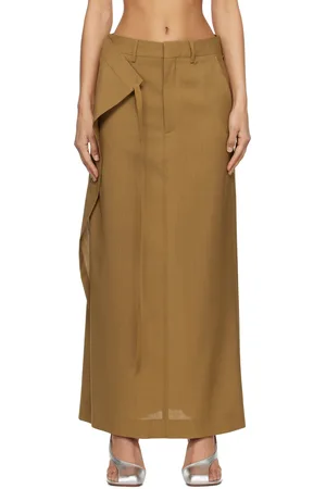 Maison Margiela Tan Tailoring Wool Canvas Tie Maxi Skirt
