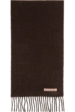 Acne Studios Brown Skinny Fringe Wool Scarf