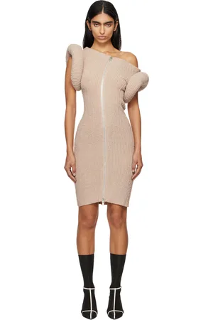 Acne Studios Pink Asymmetric Knit Minidress