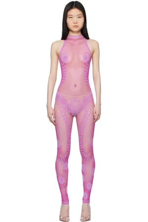 Poster Girl Purple Fetch Halterneck Fishnet Jumpsuit