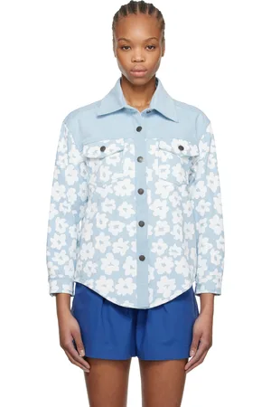 Msgm Blue Printed Denim Shirt