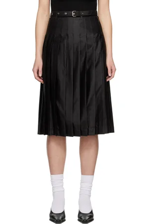 UMBER POSTPAST Brown Pleated Midi Skirt