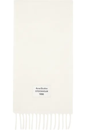 Acne Studios White Fringe Alpaca Scarf