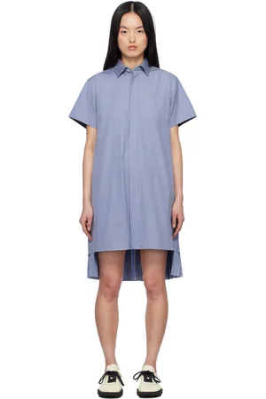 SACAI Blue Cotton Poplin Minidress