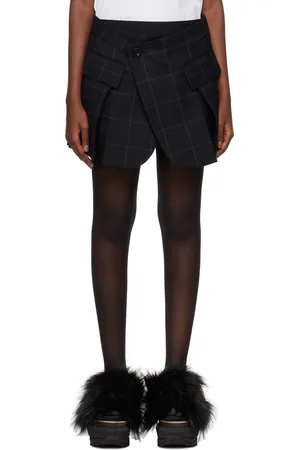 SACAI Black Windowpane Shorts