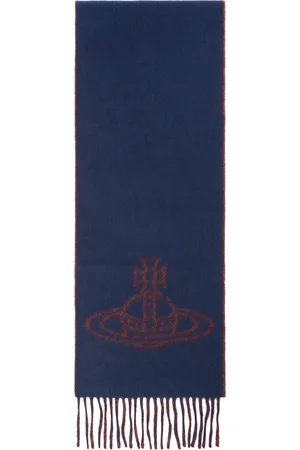 Vivienne Westwood Navy & Orange Single Orb Double Scarf