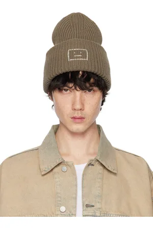 Acne Studios Khaki Embellished Face Logo Beanie