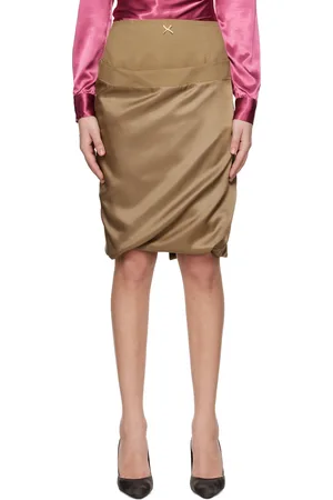Commission Brown Fold-Up Midi Skirt