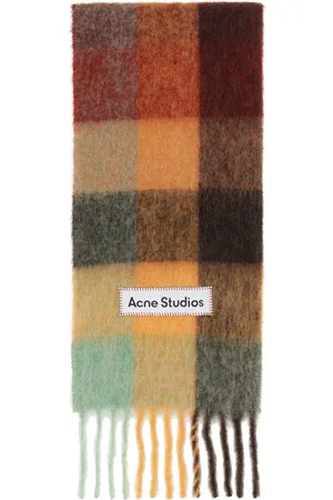 Acne Studios Brown & Yellow Mohair Checked Scarf